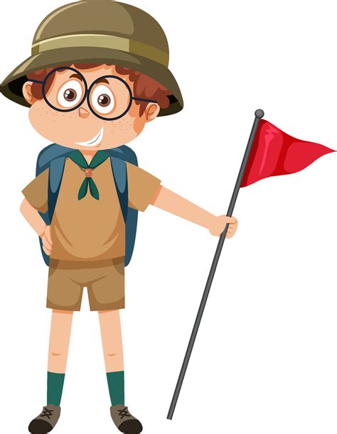 Cute boy scout cartoon character 11279387 Vector Art at Vecteezy