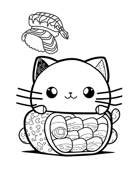 Sushi Cats A Cute Coloring Book for Kitty Lovers Adults and Kids: 31 Kawaii Sushi Cats Coloring ...