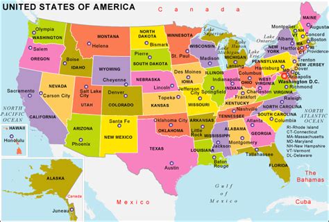 United States and Capitals Map – 50states