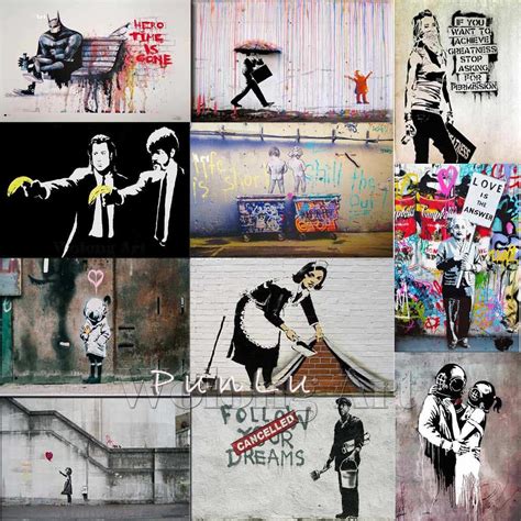 Banksy Graffiti Canvas Art Prints paintings wall art poster Pop decoration pictures wall art ...