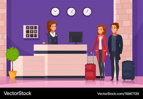 Hotel reception cartoon background Royalty Free Vector Image