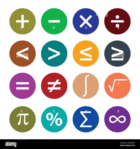 math's symbols color circle icons, vector illustration. simple icons colorful math symbols Stock ...