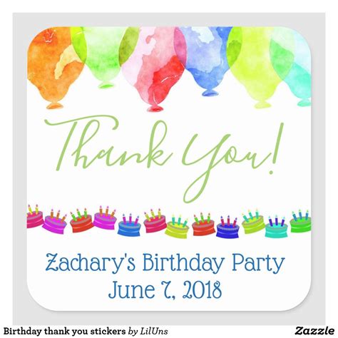 Birthday thank you stickers | Zazzle.com | Birthday thank you, Thank you stickers, Kids birthday ...