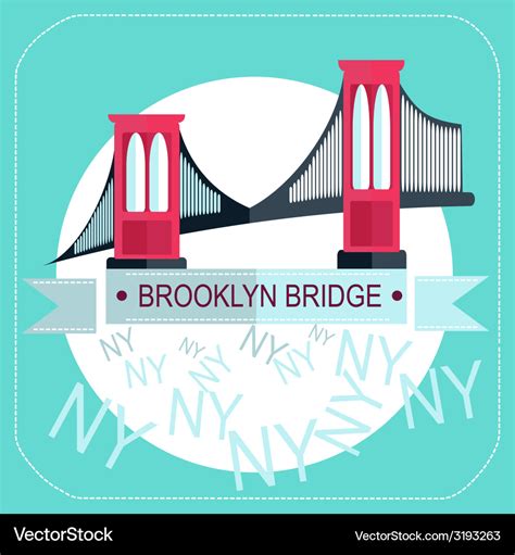 Brooklyn bridge new york icon flat Royalty Free Vector Image