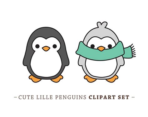 Premium Vector Penguin Clip Art Cute Penguin Clip Art - Etsy | Penguin drawing, Clip art, Penguins