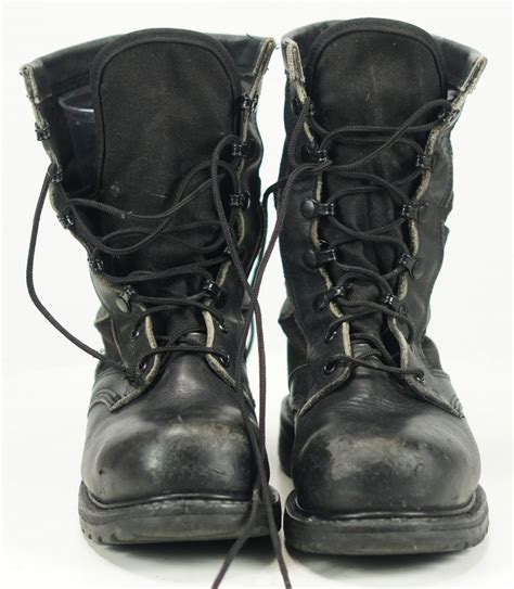 Women's Steel Toe Black Military Combat Boots 7 Hole Lace Up Vintage US Made 7.5 | oldrebelboots