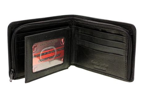 Mens Bifold Wallet Security Zipper Money Compartment Center Flap Genuine Leather | eBay