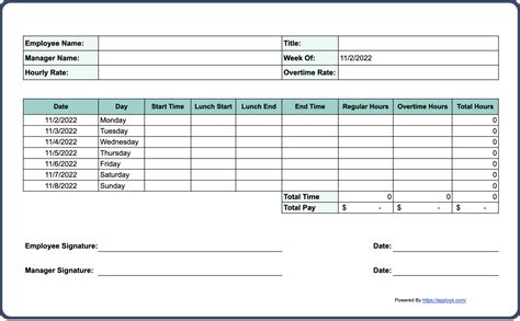 Printable Weekly Timesheet Template Word - Printables Template Free