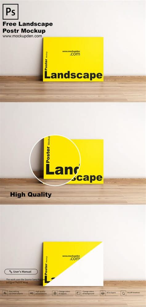 Free Landscape Poster Mockup PSD Template - Mockup Den