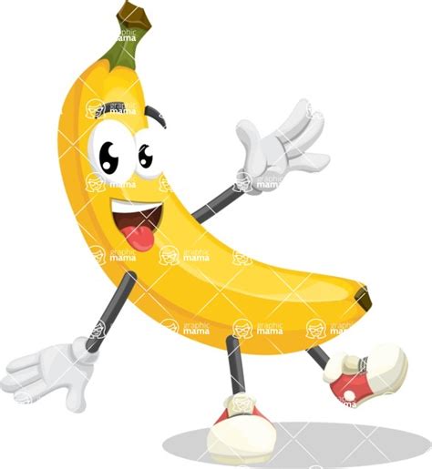 Cute Banana Cartoon Vector Character / Waving with a Hand | GraphicMama