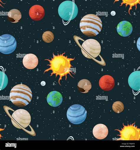 Solar system vector seamless pattern of planets in space universe texture Stock Vector Image ...