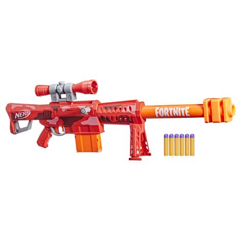 NERF Fortnite Heavy SR Blaster, Longest Fortnite Blaster Ever, Removable Scope, Bolt Action, 6 ...