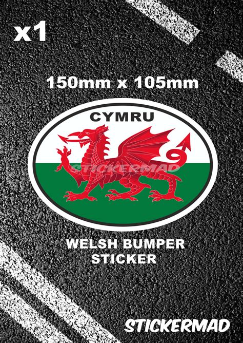 Welsh Dragon Wales Oval Flag Car Bumper ID Sticker Wales / - Etsy