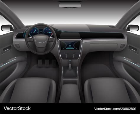 Realistic car interior with rudder dashboard Vector Image