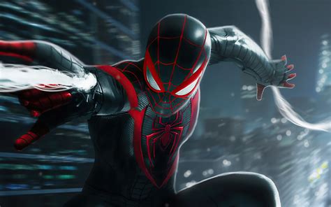 3840x2400 Resolution Miles Morales Spider-Man Black Suit UHD 4K ...