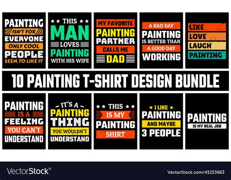 Painting t shirt design set Royalty Free Vector Image