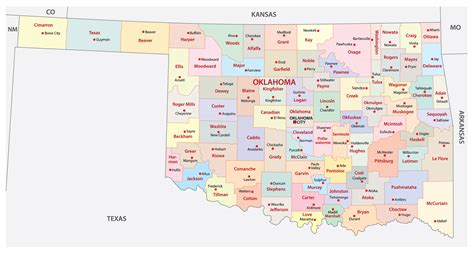 Ok Counties Map Labeled