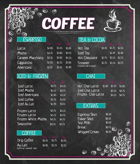 Coffee Shop Menu Board Template