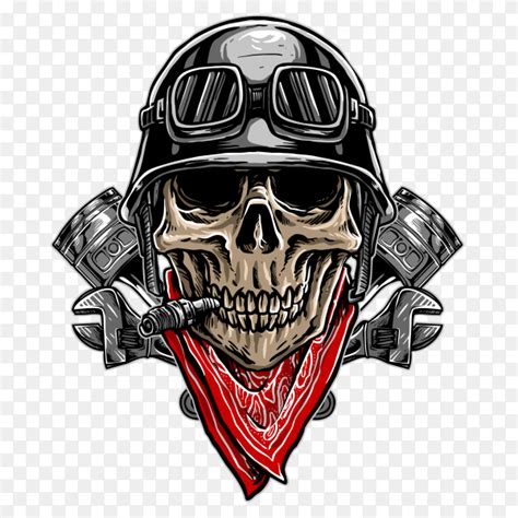 Biker skull logo on transparent background PNG - Similar PNG