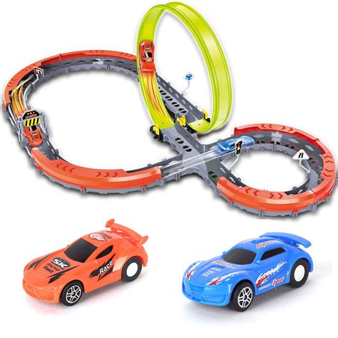 Buy Race Car Track Set, Assembled Car Track Toys with 27 Pcs Building ...