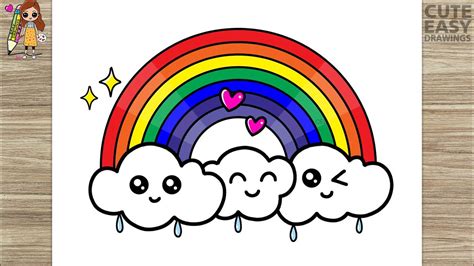 How to Draw Rainbow and Clouds Easy - YouTube