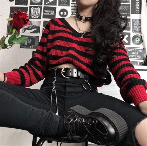 THEɱҽαɳҽʂƚWITCH | Red and black outfits, Cute outfits, Grunge outfits