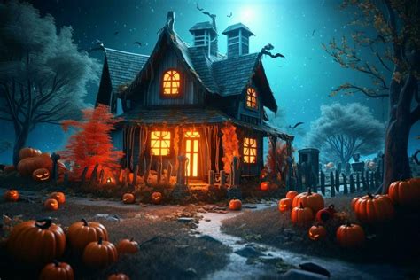 Haunted house on halloween celebration concept. Spooky house halloween background with deserted ...