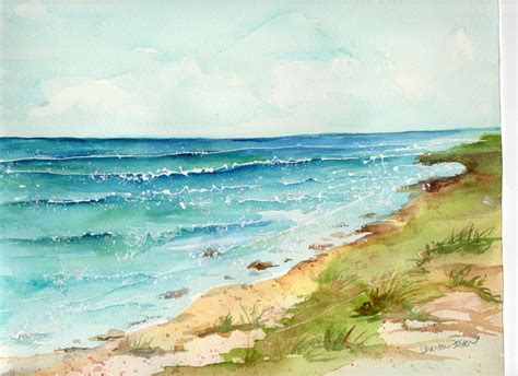 Aruba original watercolor painting.ocean art seascape 10 x