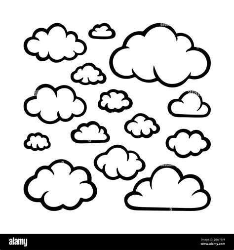 Clouds. Hand drawn clouds set illustration isolated on white background. Clouds sketch drawing ...