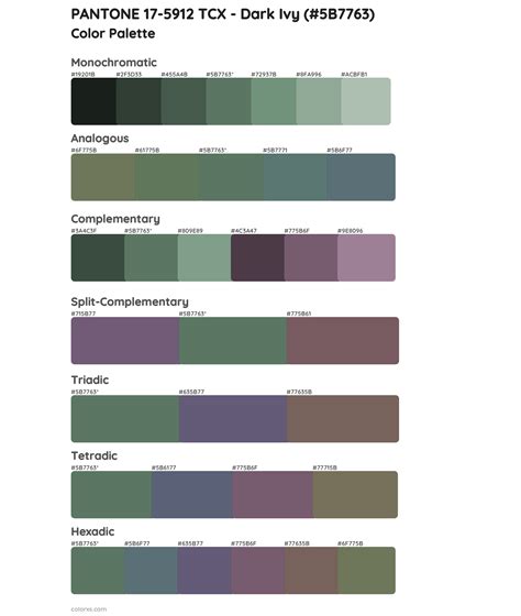 PANTONE 17-5912 TCX - Dark Ivy color palettes - colorxs.com