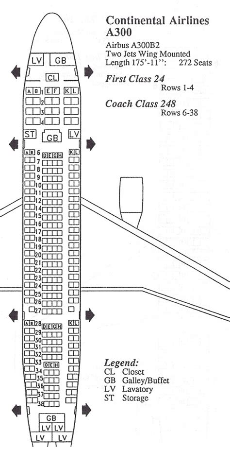 Vintage Airline Seat Map: Continental Airlines Airbus A300 - Frequently Flying