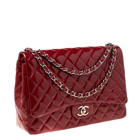 Chanel Red Quilted Patent Leather Maxi Classic Double Flap Bag Chanel | TLC