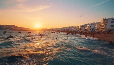 Premium AI Image | Sunset in mykonos