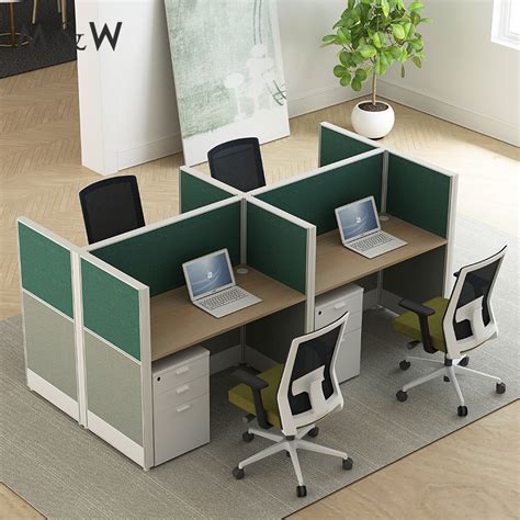 New Design Cubicle Furniture Dividers Aluminium 4 Person Workstation Office Partition ...