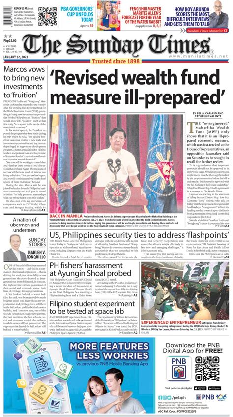 The Manila Times FrontPage | Jan. 22, 2023 | The Manila Times