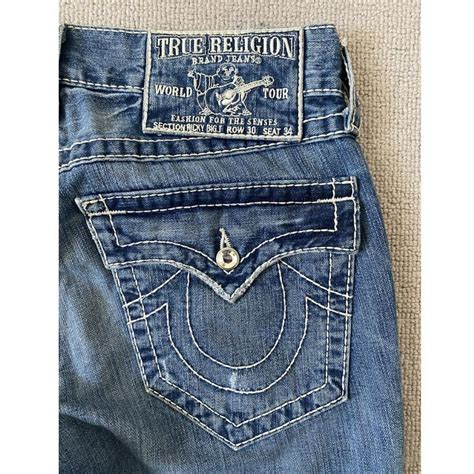 true religion baggy jeans with diamanté... - Depop