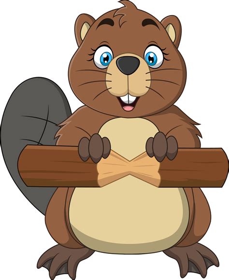 Cartoon cute baby beaver holding piece of wood 5162376 Vector Art at Vecteezy