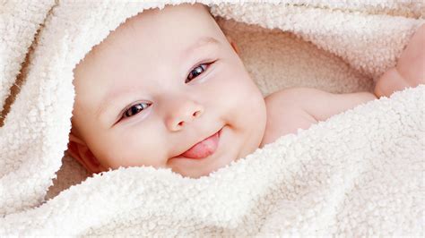 Cute Baby Covered With White Woolen Towel With Tongue Out Smiley HD ...