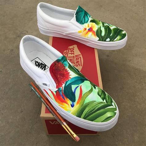 Custom Painted Tropical Slip On Vans – B Street Shoes