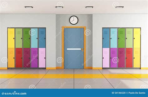 School Hallway With Student Lockers Stock Illustration - Image: 54146520