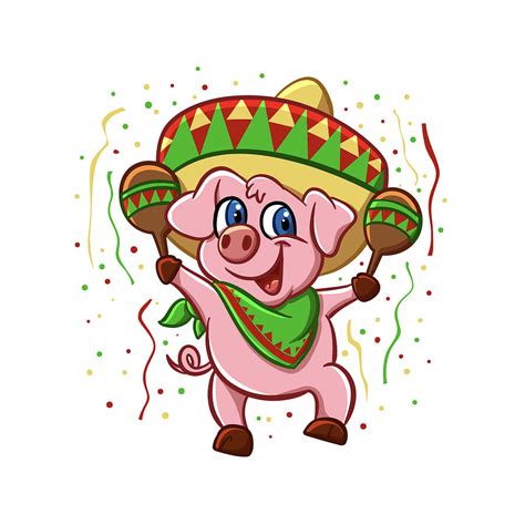 Mexican Funny Pig Cartoon Drawing by Johnnie Art - Pixels