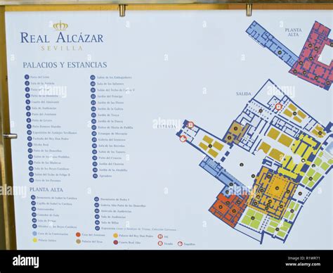 Real Alcazar map. Sevilla. Andalusia. Spain Stock Photo - Alamy