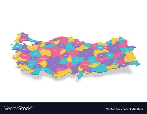 Turkey political map of administrative divisions Vector Image