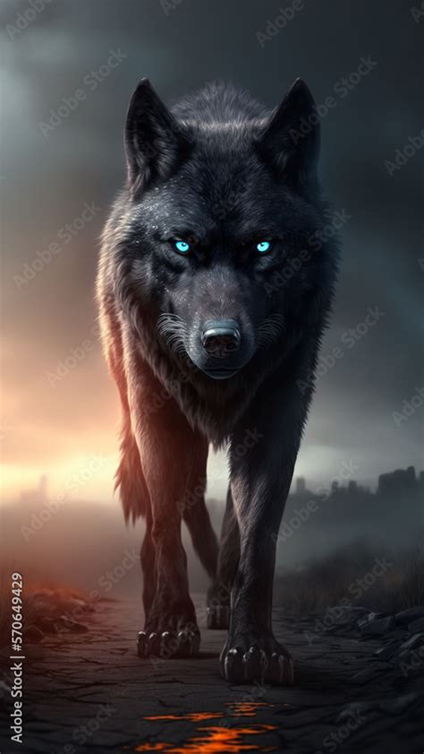 Angry black wolf created with Generative AI Stock Illustration | Adobe Stock