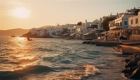 Premium AI Image | Sunset in mykonos