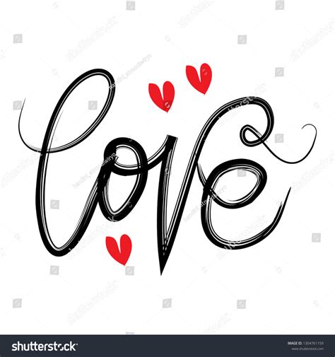 Love Hand Lettering Calligraphy Stock Vector (Royalty Free) 1304761159 ...