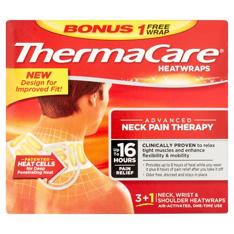 ThermaCare Advanced Neck Pain Therapy (3 Count + 1 Bonus) Heatwraps, Up to 16 Hours Pain Relief ...