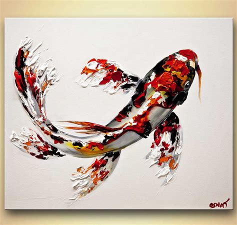 Painting for sale - koi fish painting textured #8015