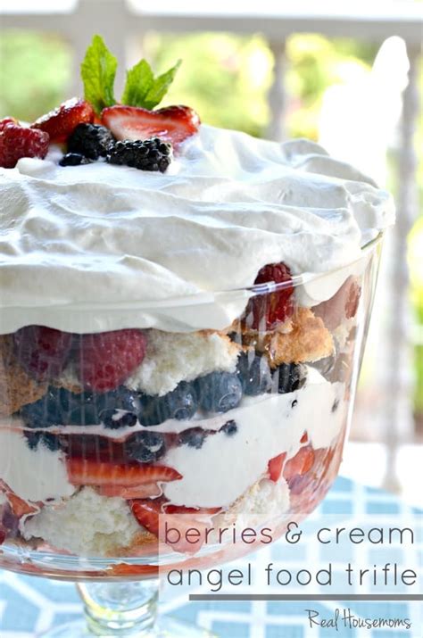 Berries and Cream Angel Food Cake Trifle ⋆ Real Housemoms