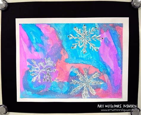 Watercolor Snowflake Paintings (3rd) | Art with Mrs. Nguyen